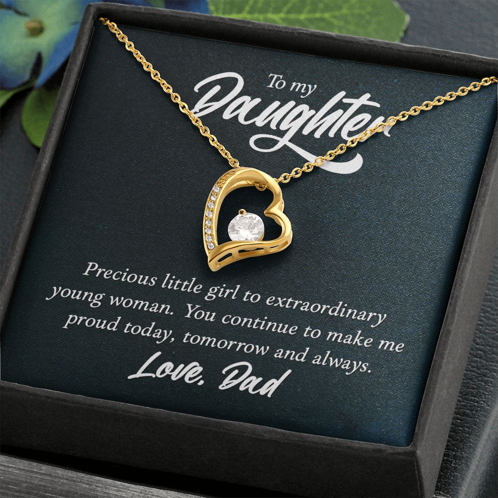 To My Daughter Precious Little Girl Forever Necklace w Message Card-Express Your Love Gifts