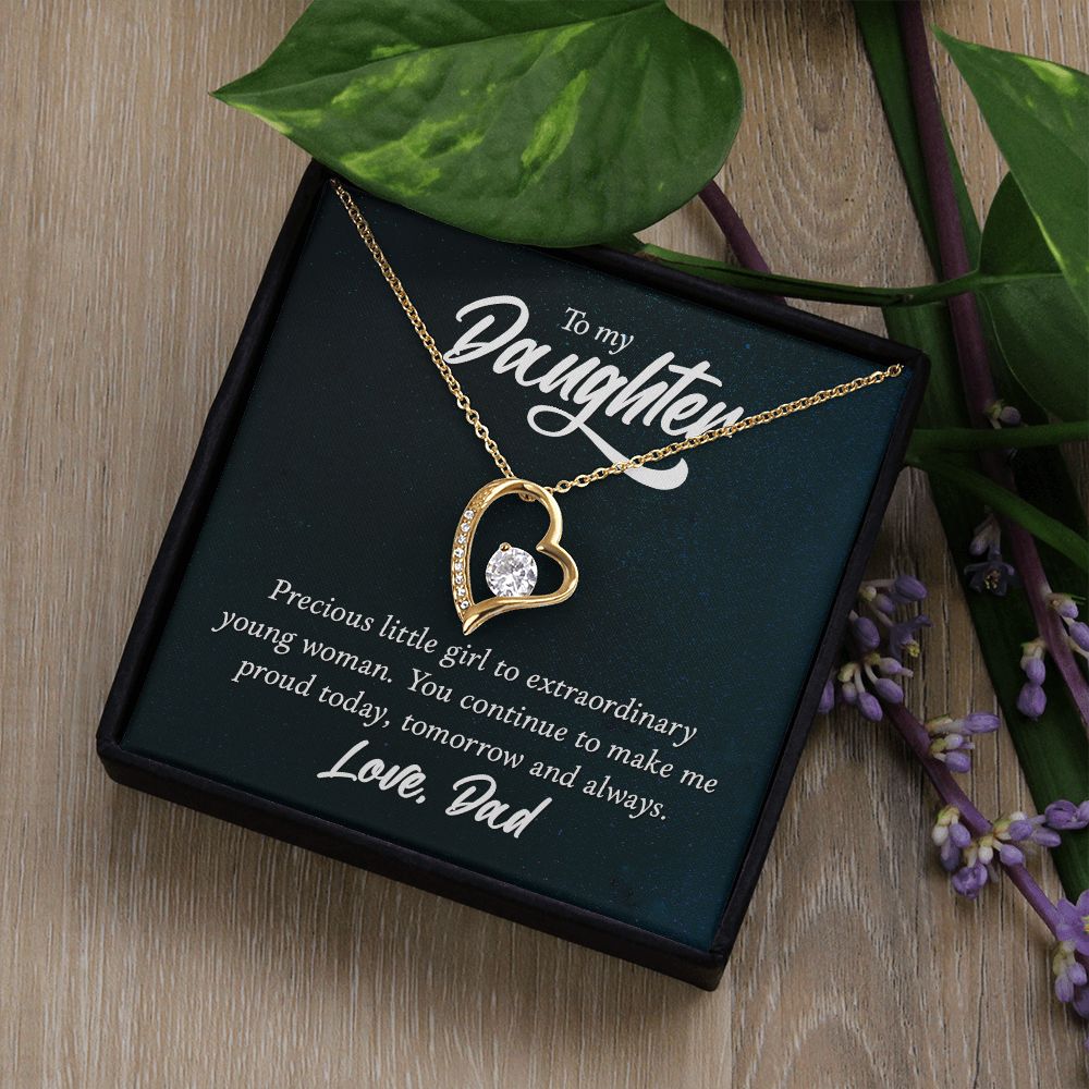 To My Daughter Precious Little Girl Forever Necklace w Message Card-Express Your Love Gifts