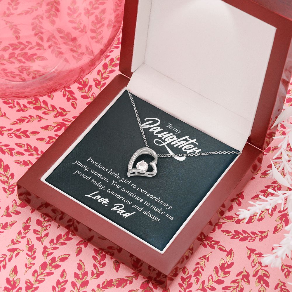 To My Daughter Precious Little Girl Forever Necklace w Message Card-Express Your Love Gifts