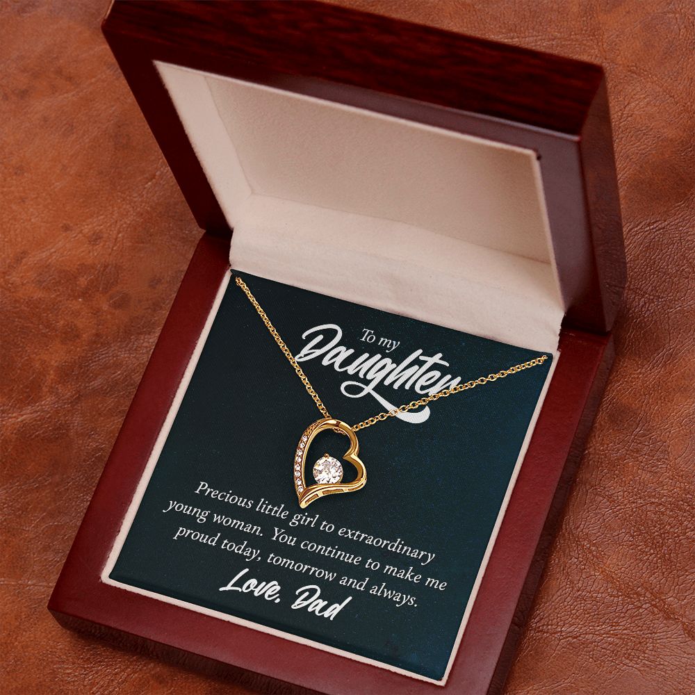 To My Daughter Precious Little Girl Forever Necklace w Message Card-Express Your Love Gifts
