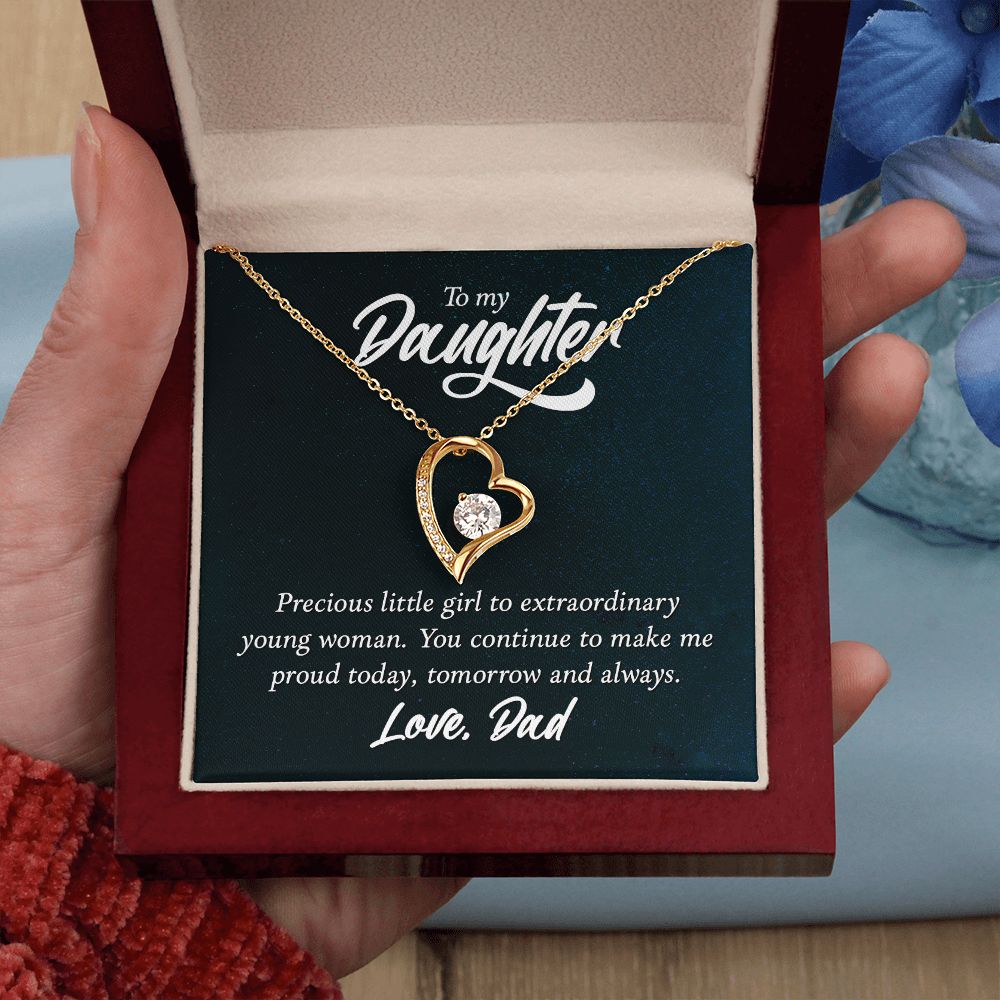 To My Daughter Precious Little Girl Forever Necklace w Message Card-Express Your Love Gifts