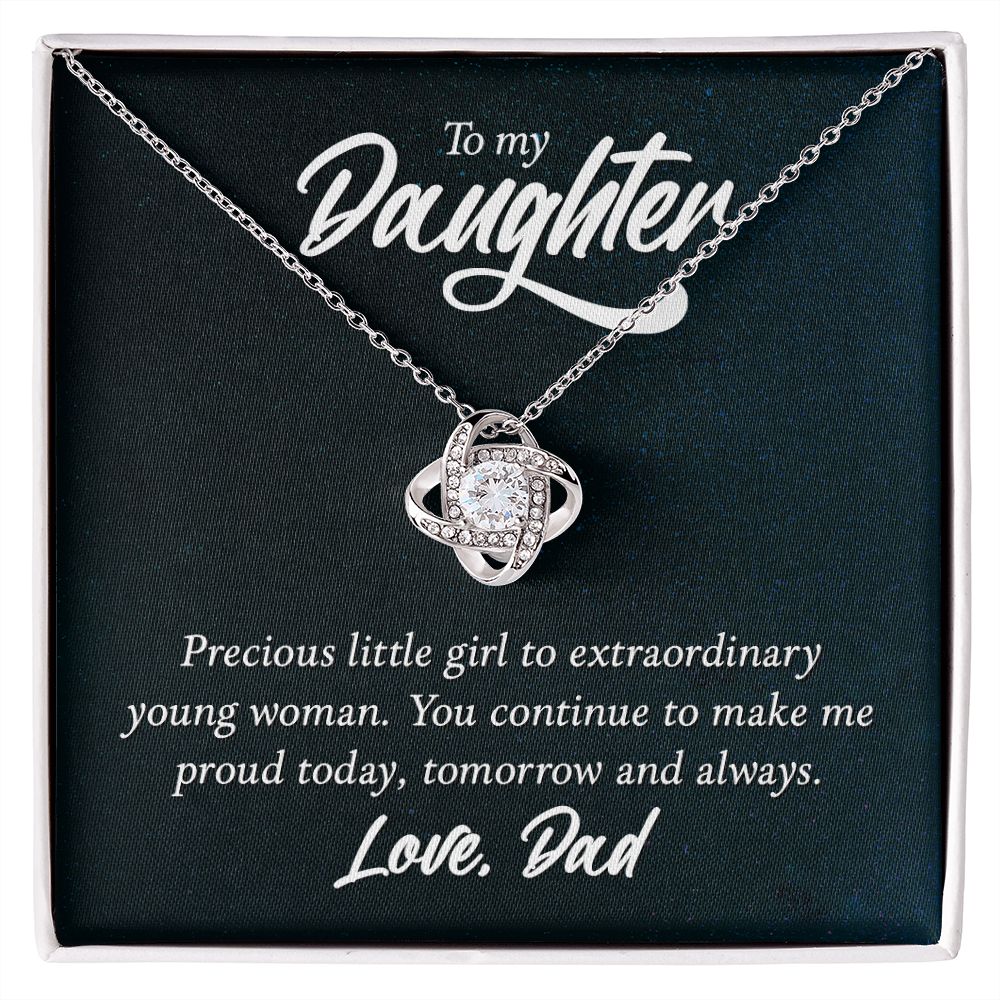 To My Daughter Precious Little Girl Infinity Knot Necklace Message Card-Express Your Love Gifts