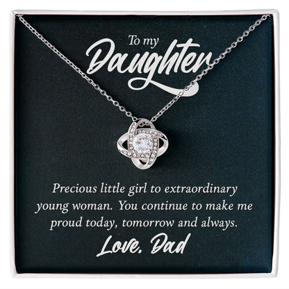 To My Daughter Precious Little Girl Infinity Knot Necklace Message Card-Express Your Love Gifts