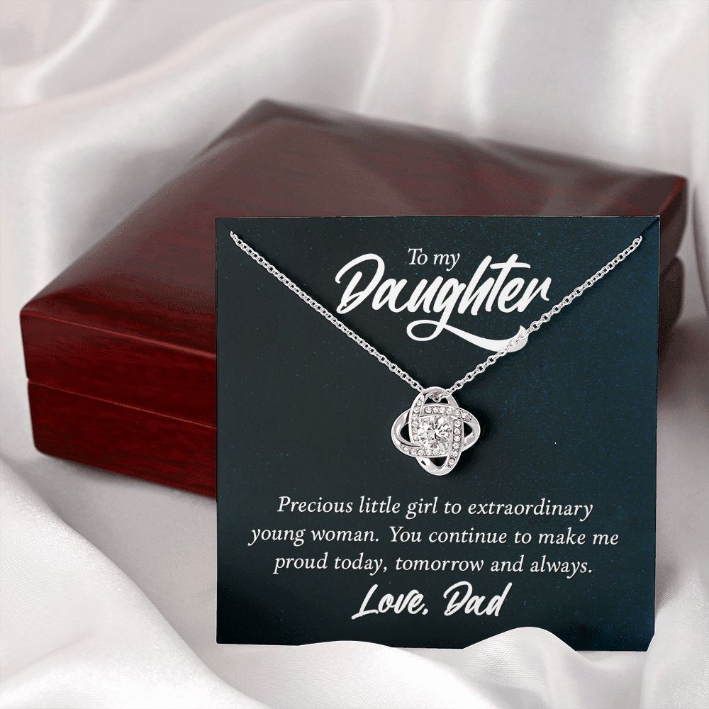 To My Daughter Precious Little Girl Infinity Knot Necklace Message Card-Express Your Love Gifts