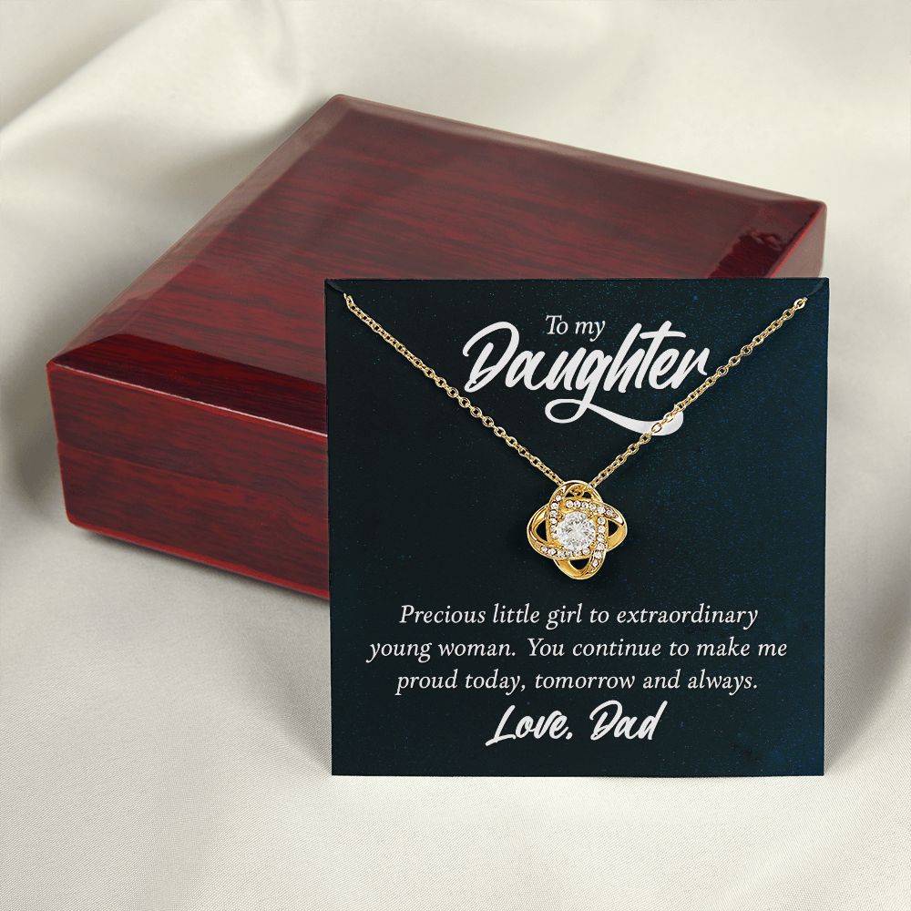 To My Daughter Precious Little Girl Infinity Knot Necklace Message Card-Express Your Love Gifts
