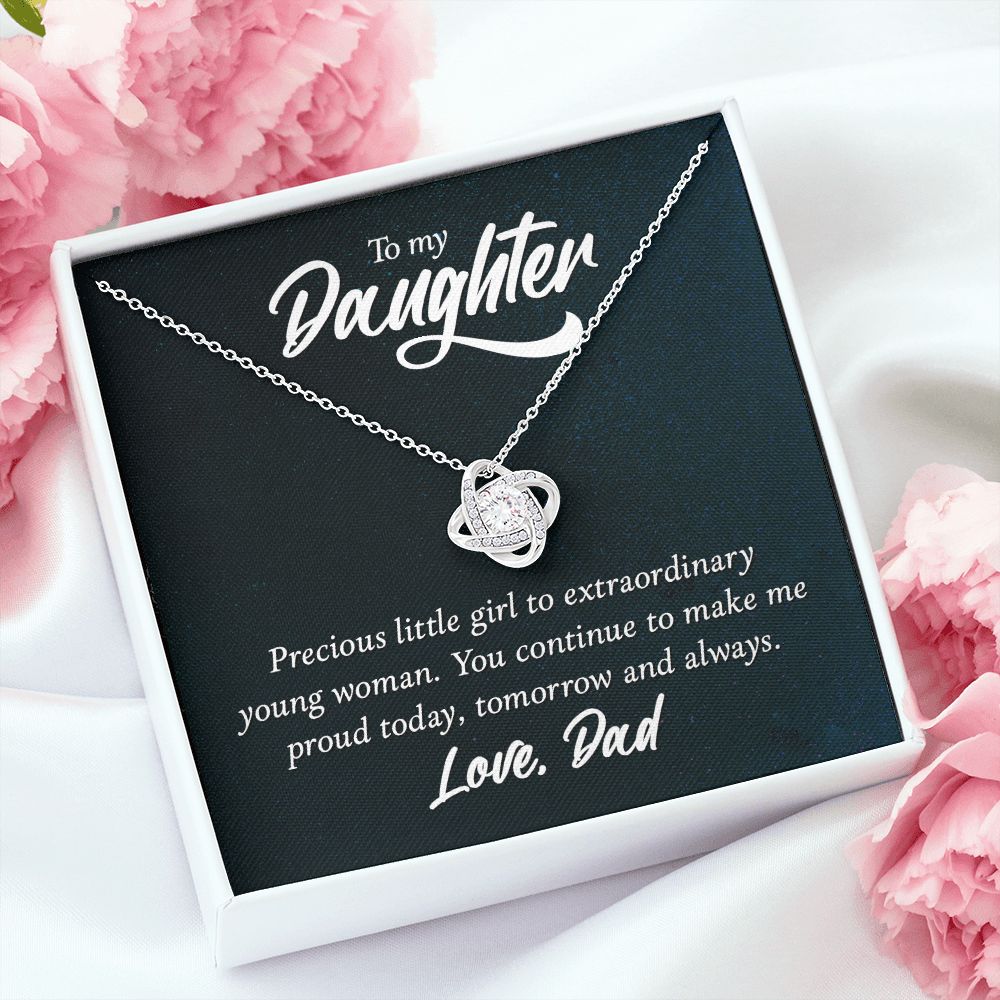 To My Daughter Precious Little Girl Infinity Knot Necklace Message Card-Express Your Love Gifts