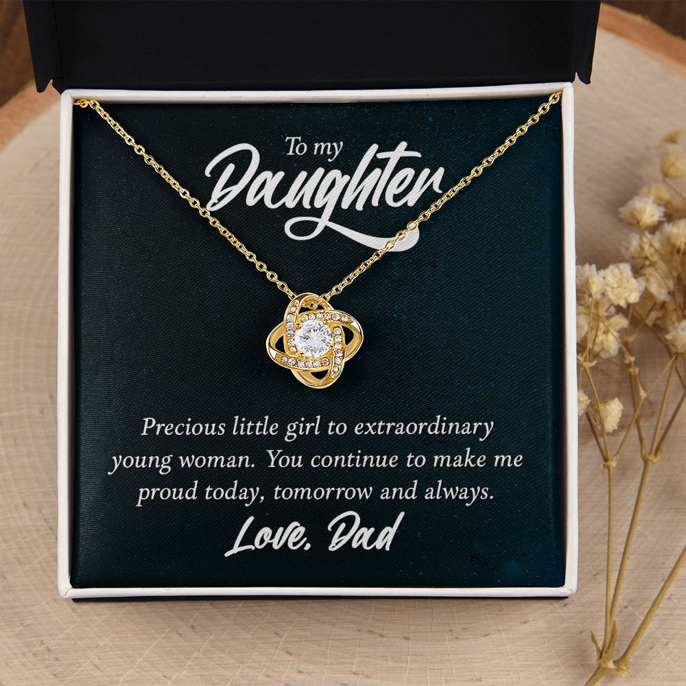 To My Daughter Precious Little Girl Infinity Knot Necklace Message Card-Express Your Love Gifts