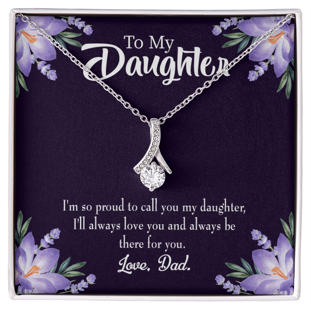 To My Daughter Proud Dad Alluring Ribbon Necklace Message Card-Express Your Love Gifts