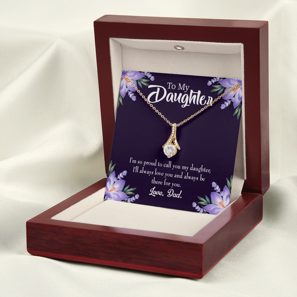 To My Daughter Proud Dad Alluring Ribbon Necklace Message Card-Express Your Love Gifts