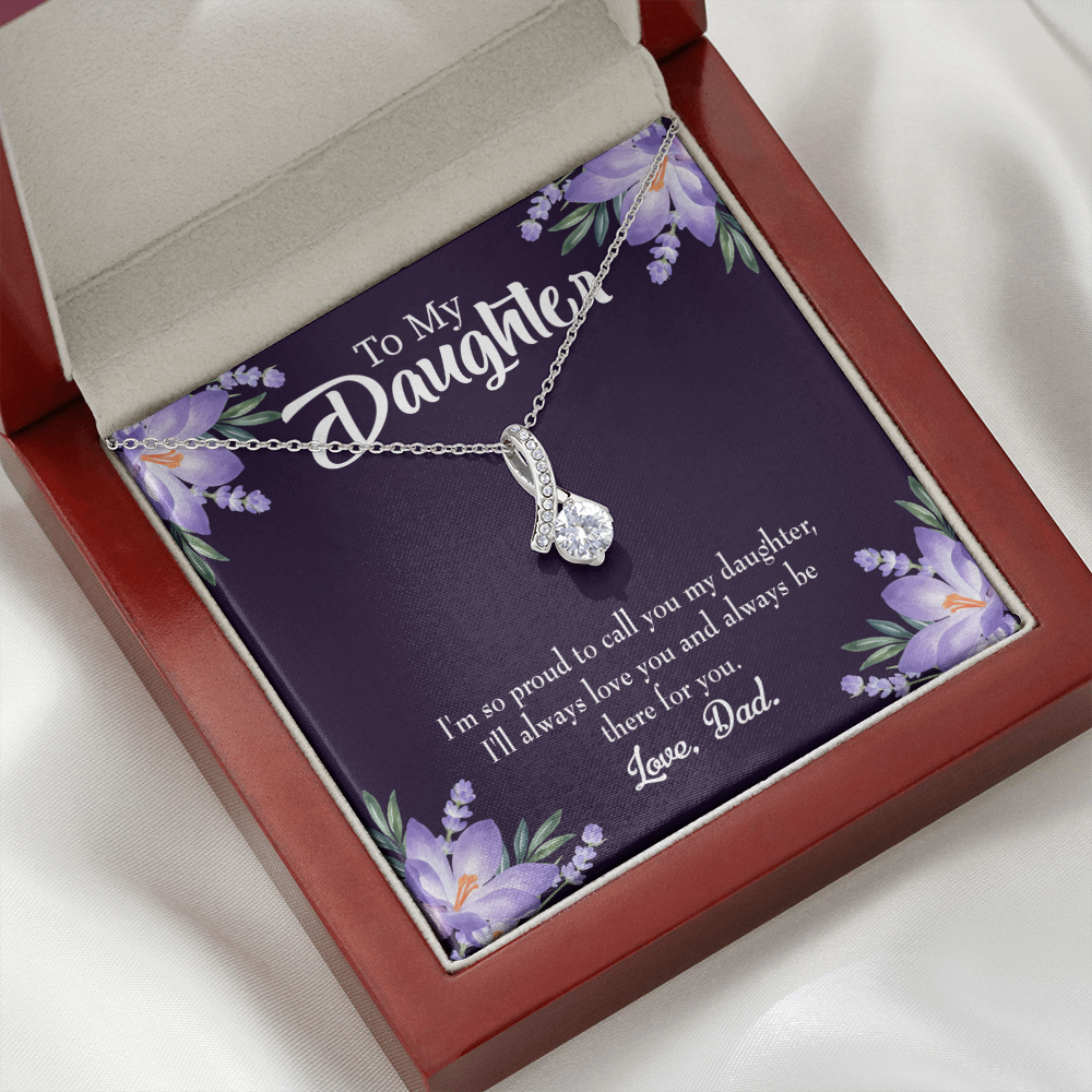 To My Daughter Proud Dad Alluring Ribbon Necklace Message Card-Express Your Love Gifts