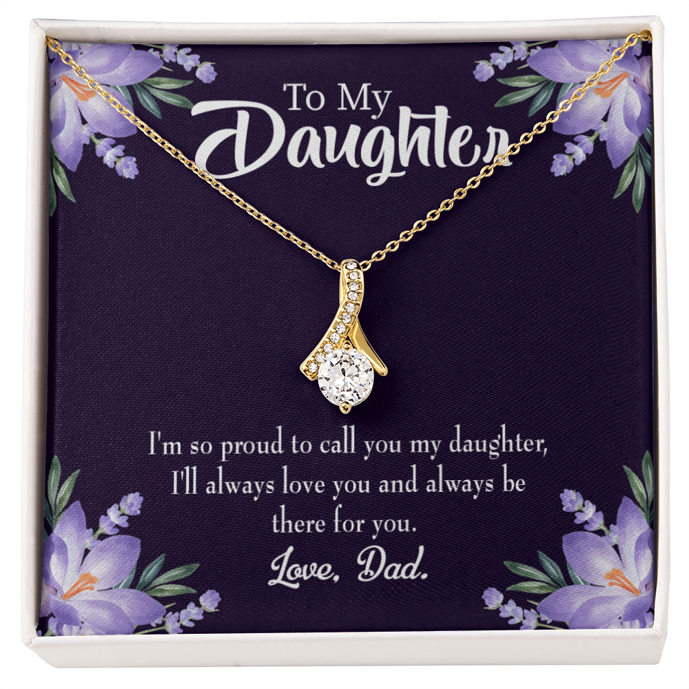 To My Daughter Proud Dad Alluring Ribbon Necklace Message Card-Express Your Love Gifts