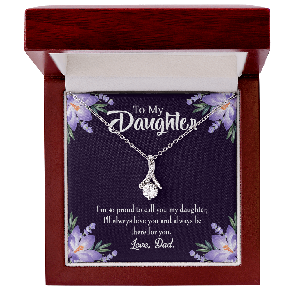 To My Daughter Proud Dad Alluring Ribbon Necklace Message Card-Express Your Love Gifts