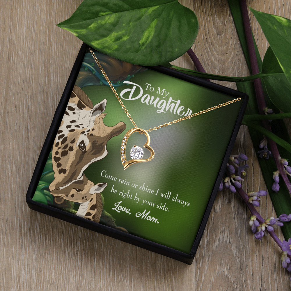 To My Daughter Rain or Shine From Mom Forever Necklace w Message Card-Express Your Love Gifts