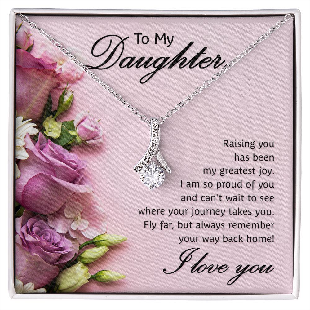 To My Daughter Raising You Alluring Ribbon Necklace Message Card-Express Your Love Gifts