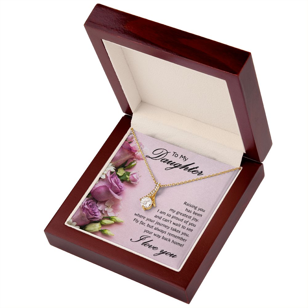 To My Daughter Raising You Alluring Ribbon Necklace Message Card-Express Your Love Gifts