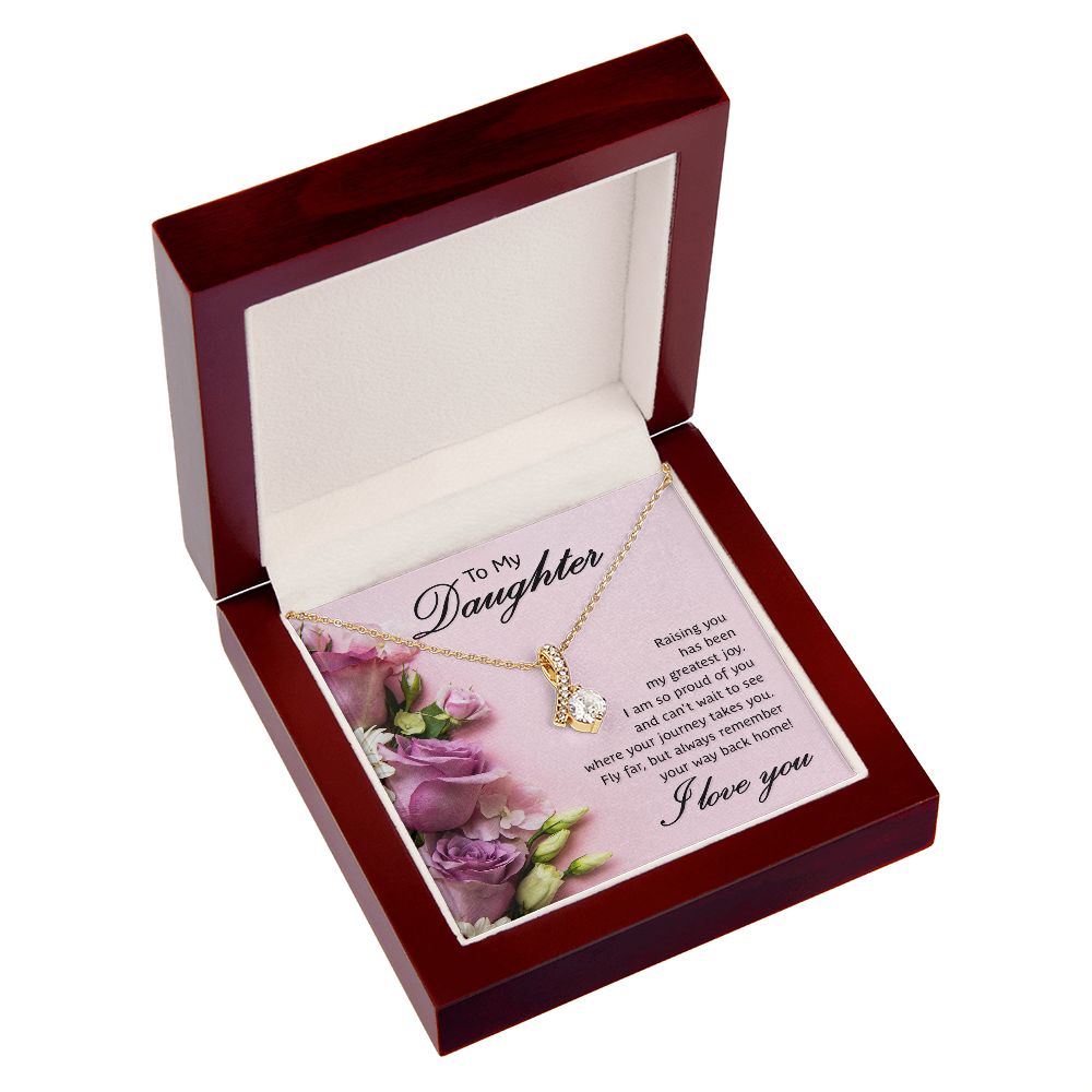 To My Daughter Raising You Alluring Ribbon Necklace Message Card-Express Your Love Gifts