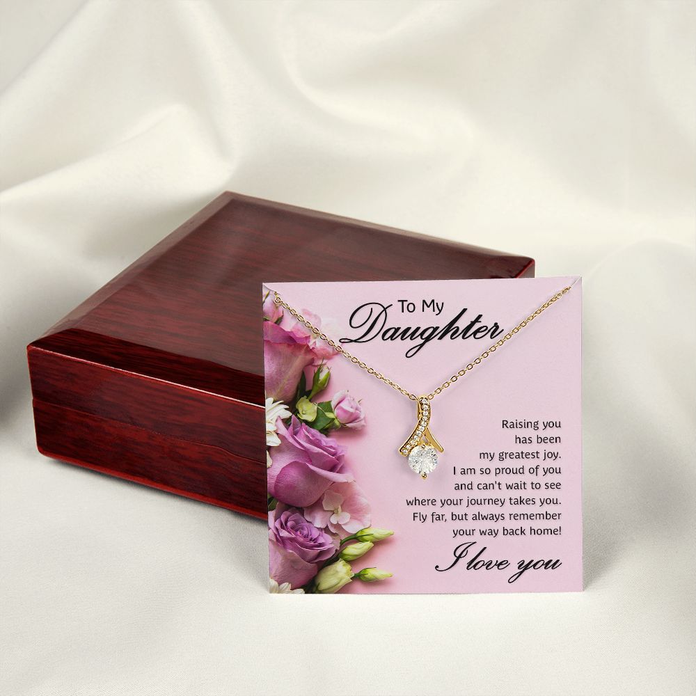 To My Daughter Raising You Alluring Ribbon Necklace Message Card-Express Your Love Gifts