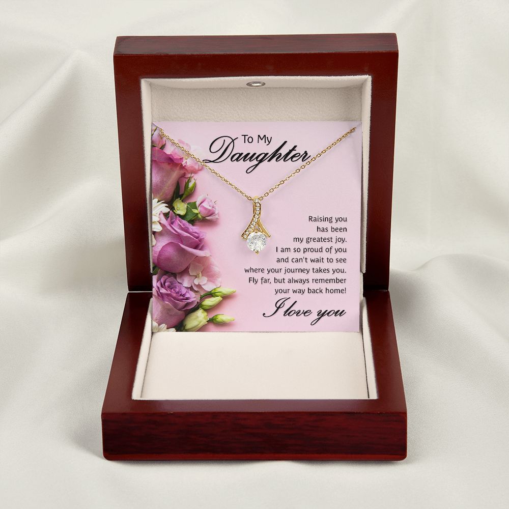 To My Daughter Raising You Alluring Ribbon Necklace Message Card-Express Your Love Gifts