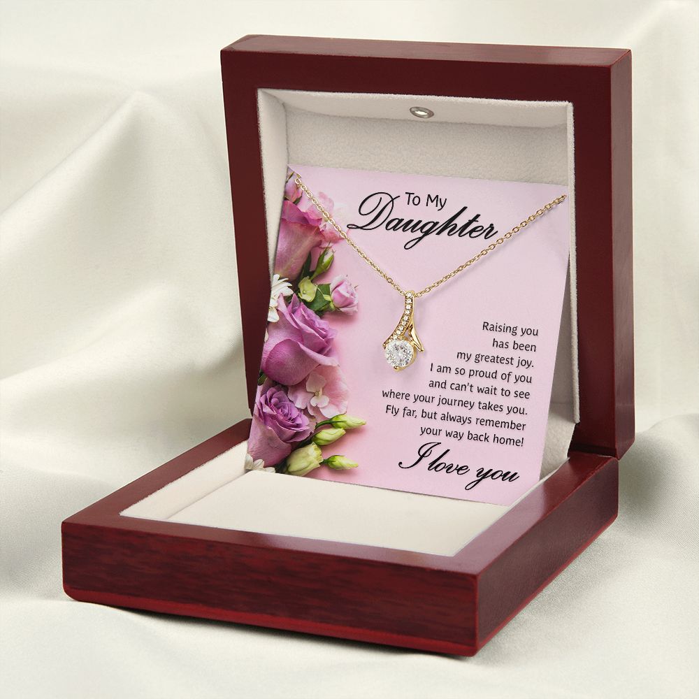 To My Daughter Raising You Alluring Ribbon Necklace Message Card-Express Your Love Gifts