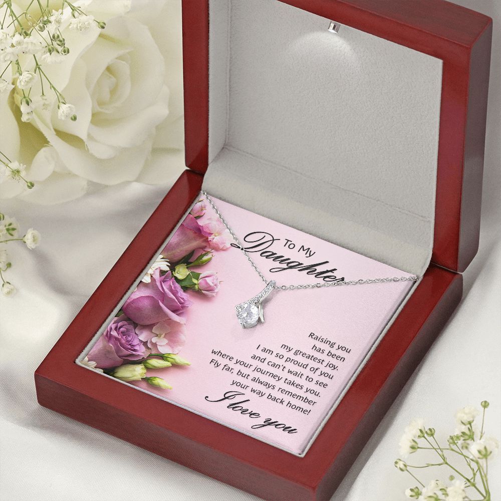 To My Daughter Raising You Alluring Ribbon Necklace Message Card-Express Your Love Gifts