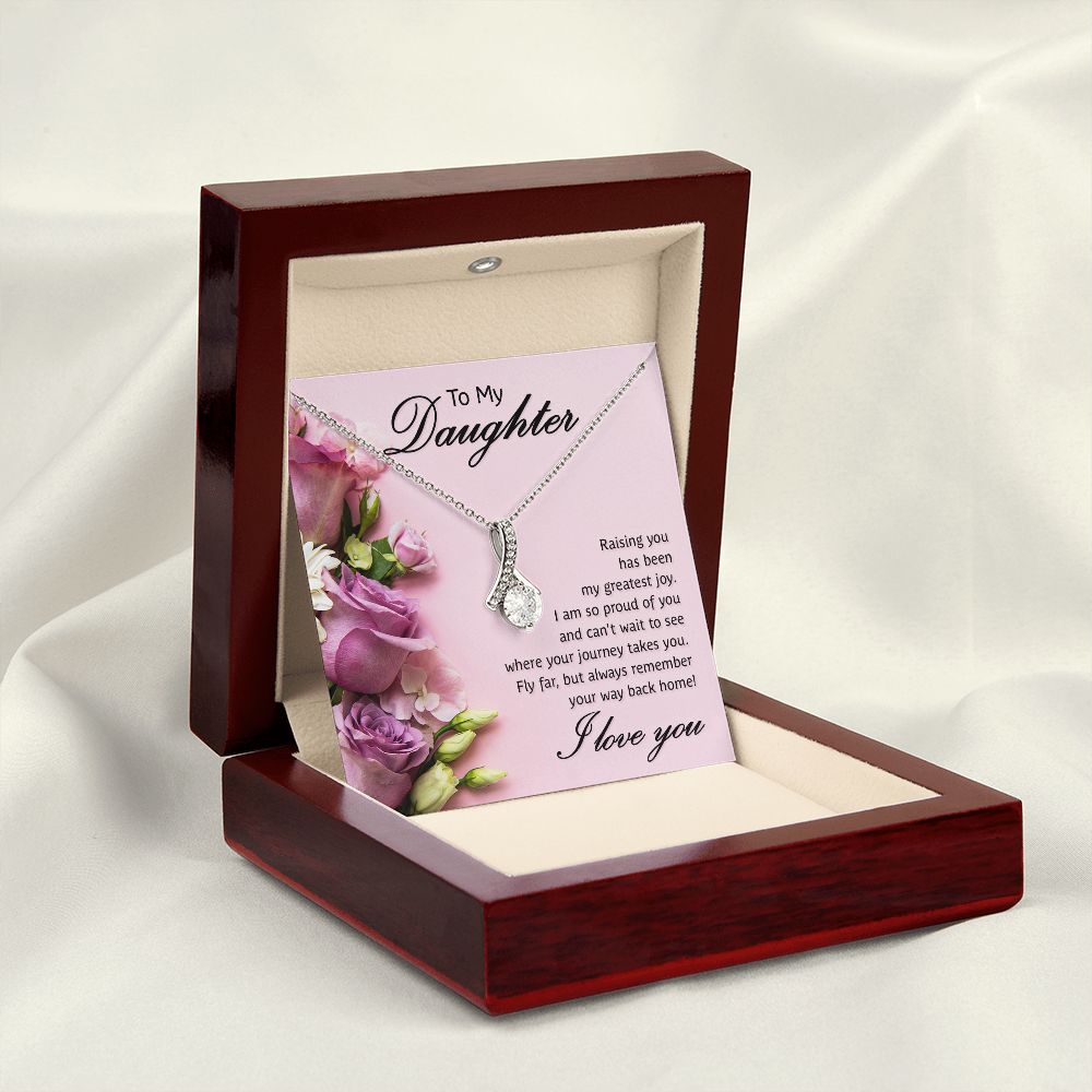To My Daughter Raising You Alluring Ribbon Necklace Message Card-Express Your Love Gifts