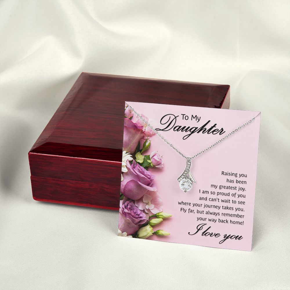 To My Daughter Raising You Alluring Ribbon Necklace Message Card-Express Your Love Gifts
