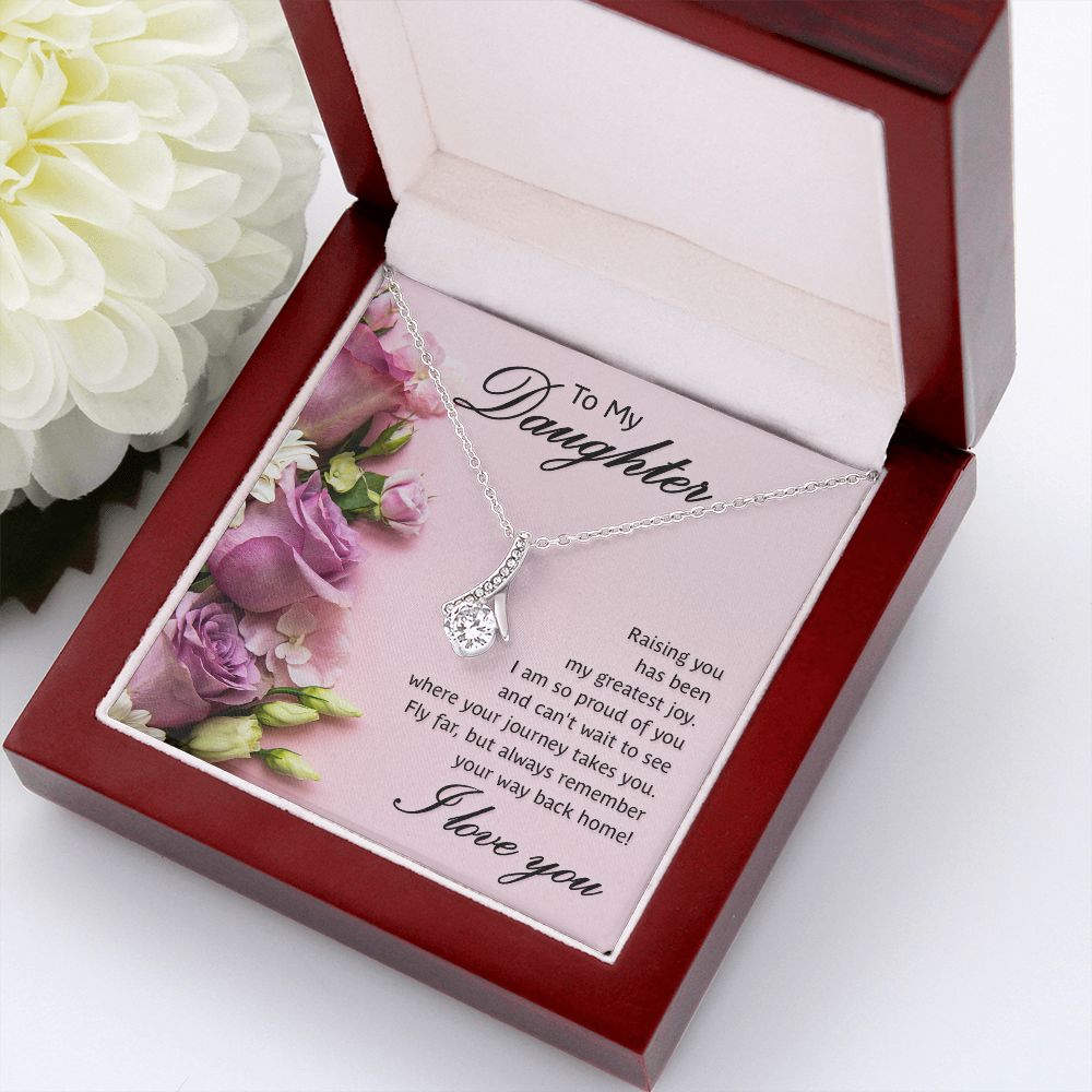 To My Daughter Raising You Alluring Ribbon Necklace Message Card-Express Your Love Gifts
