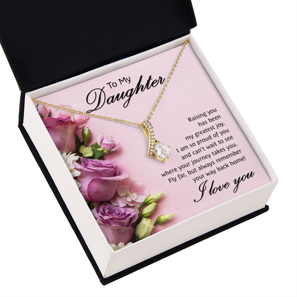 To My Daughter Raising You Alluring Ribbon Necklace Message Card-Express Your Love Gifts