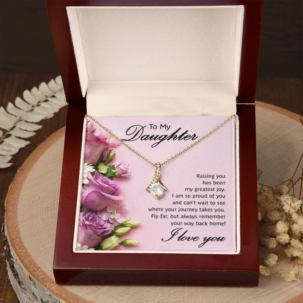 To My Daughter Raising You Alluring Ribbon Necklace Message Card-Express Your Love Gifts