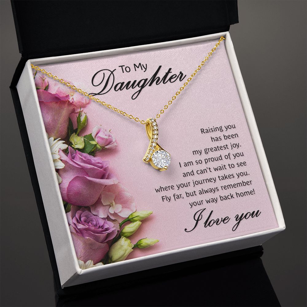 To My Daughter Raising You Alluring Ribbon Necklace Message Card-Express Your Love Gifts