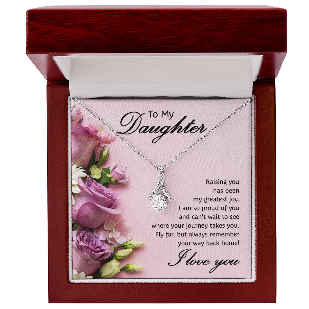 To My Daughter Raising You Alluring Ribbon Necklace Message Card-Express Your Love Gifts