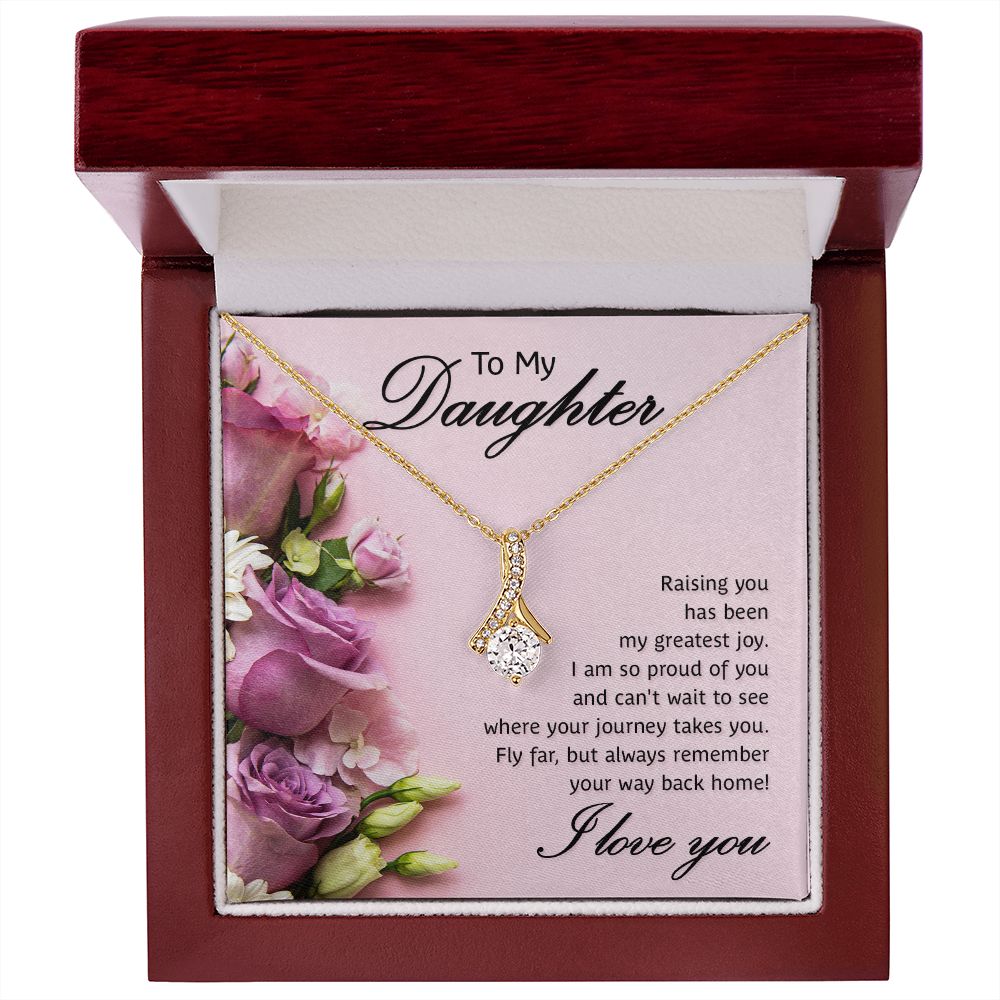 To My Daughter Raising You Alluring Ribbon Necklace Message Card-Express Your Love Gifts