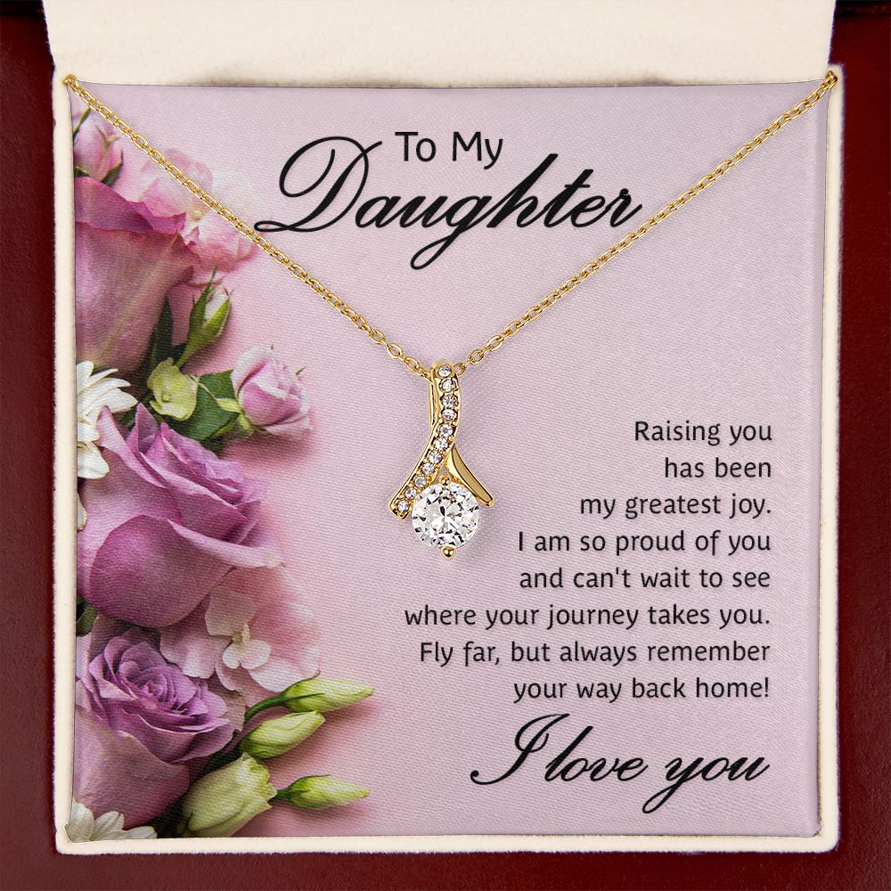 To My Daughter Raising You Alluring Ribbon Necklace Message Card-Express Your Love Gifts