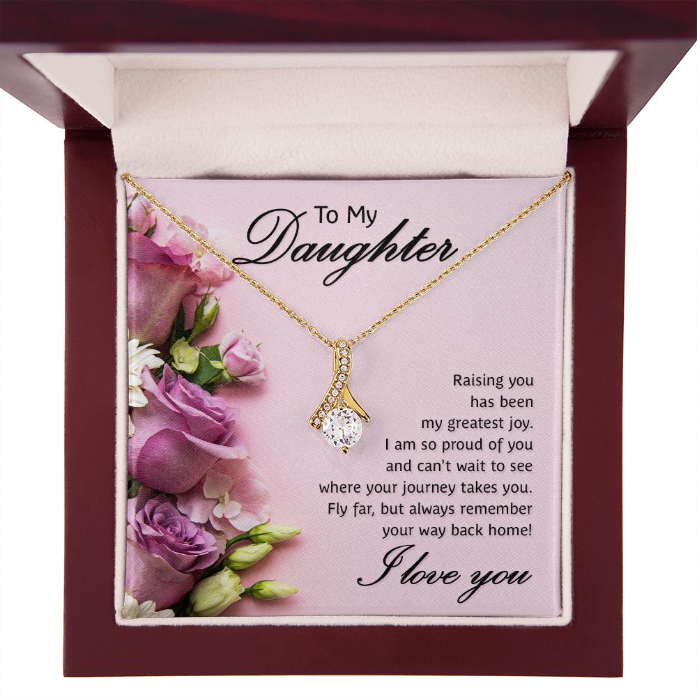 To My Daughter Raising You Alluring Ribbon Necklace Message Card-Express Your Love Gifts
