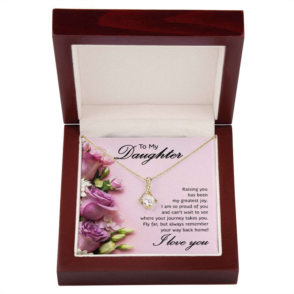 To My Daughter Raising You Alluring Ribbon Necklace Message Card-Express Your Love Gifts