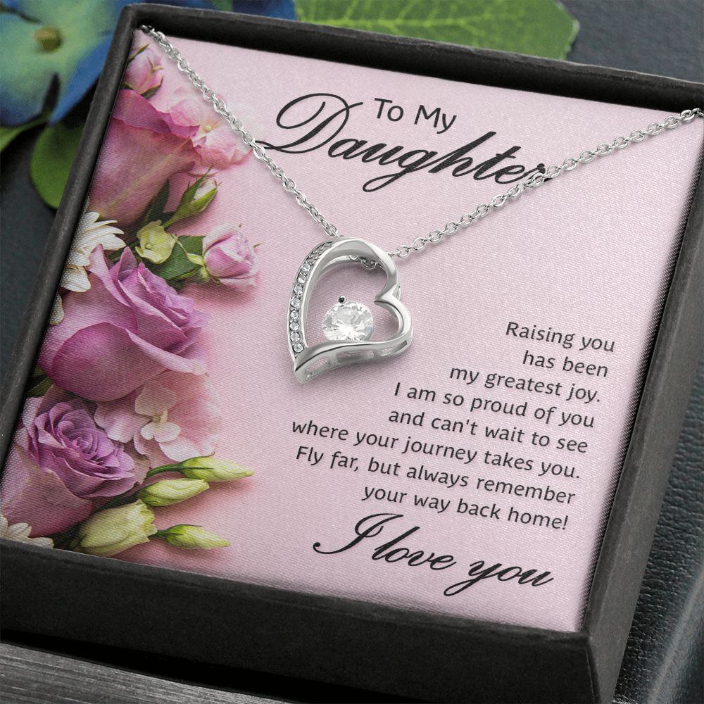To My Daughter Raising You Forever Necklace w Message Card-Express Your Love Gifts