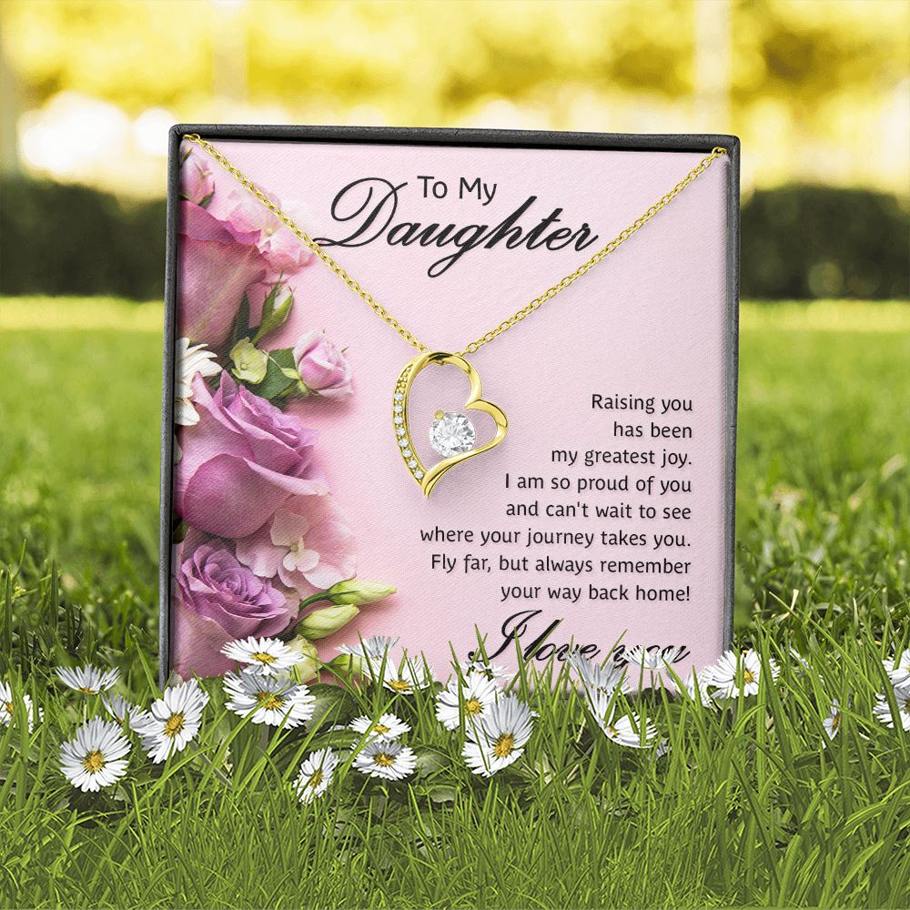 To My Daughter Raising You Forever Necklace w Message Card-Express Your Love Gifts