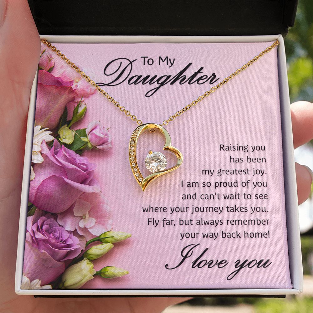 To My Daughter Raising You Forever Necklace w Message Card-Express Your Love Gifts