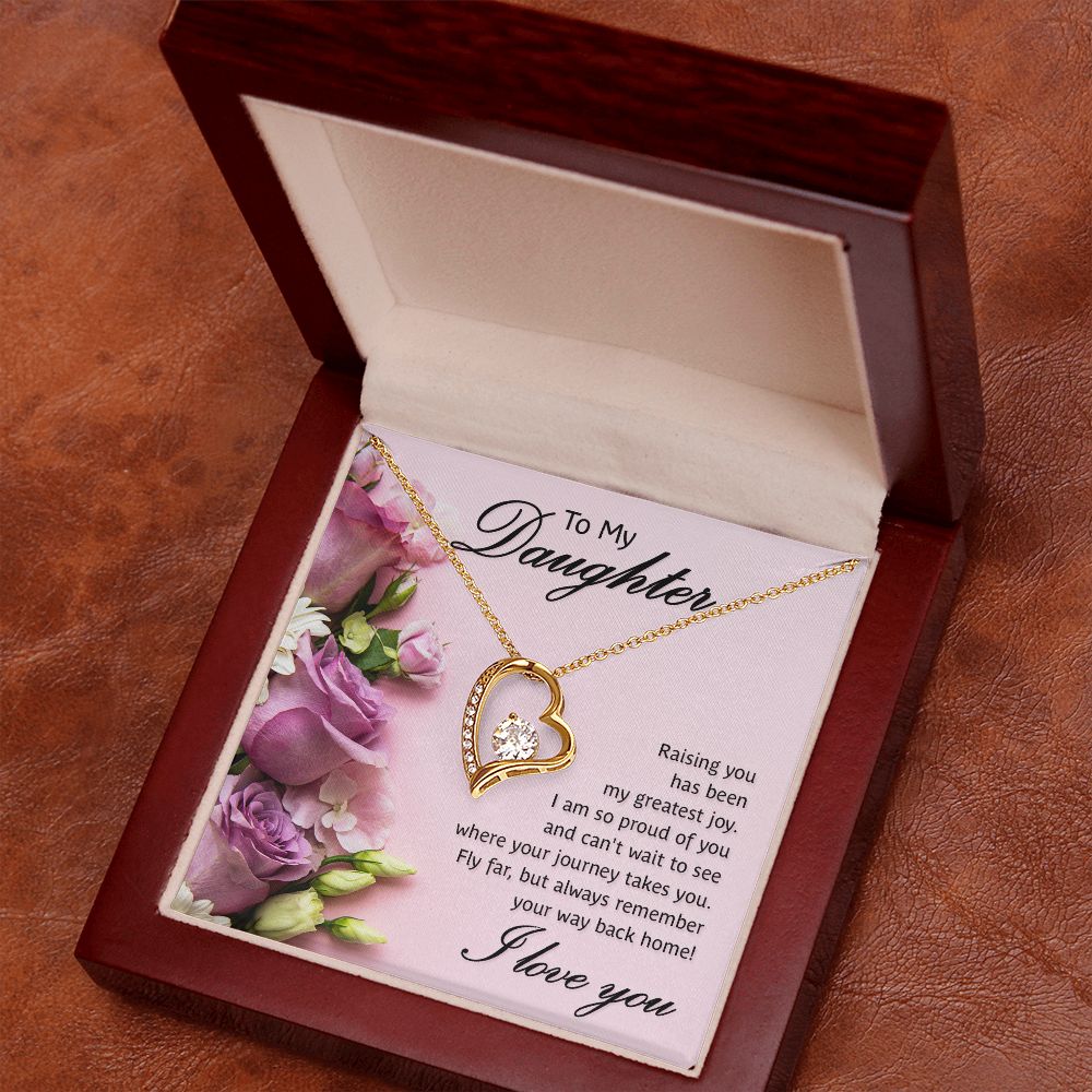 To My Daughter Raising You Forever Necklace w Message Card-Express Your Love Gifts