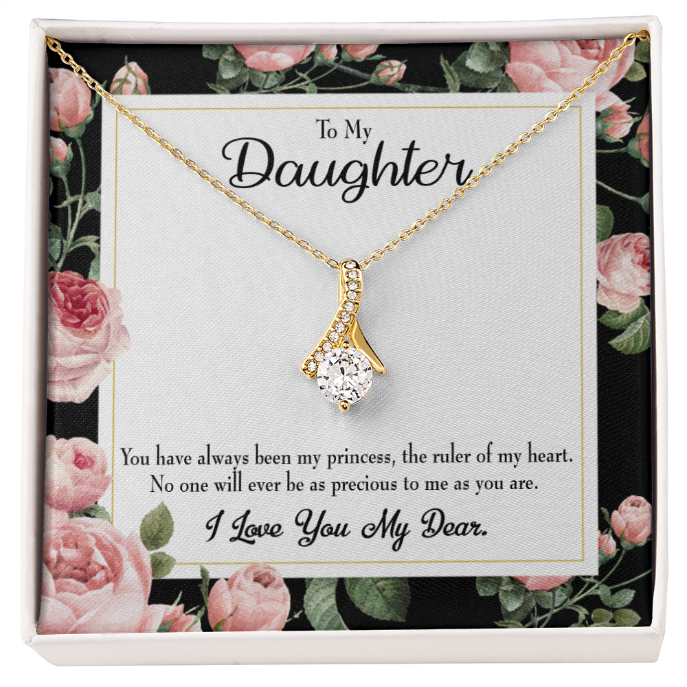 To My Daughter Ruler of My Heart Alluring Ribbon Necklace Message Card-Express Your Love Gifts
