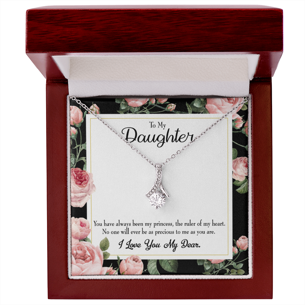 To My Daughter Ruler of My Heart Alluring Ribbon Necklace Message Card-Express Your Love Gifts