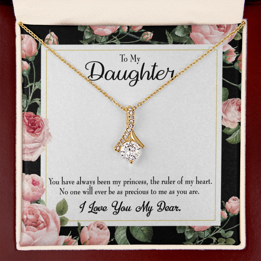 To My Daughter Ruler of My Heart Alluring Ribbon Necklace Message Card-Express Your Love Gifts