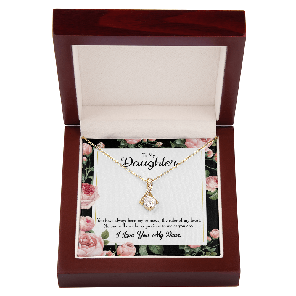 To My Daughter Ruler of My Heart Alluring Ribbon Necklace Message Card-Express Your Love Gifts
