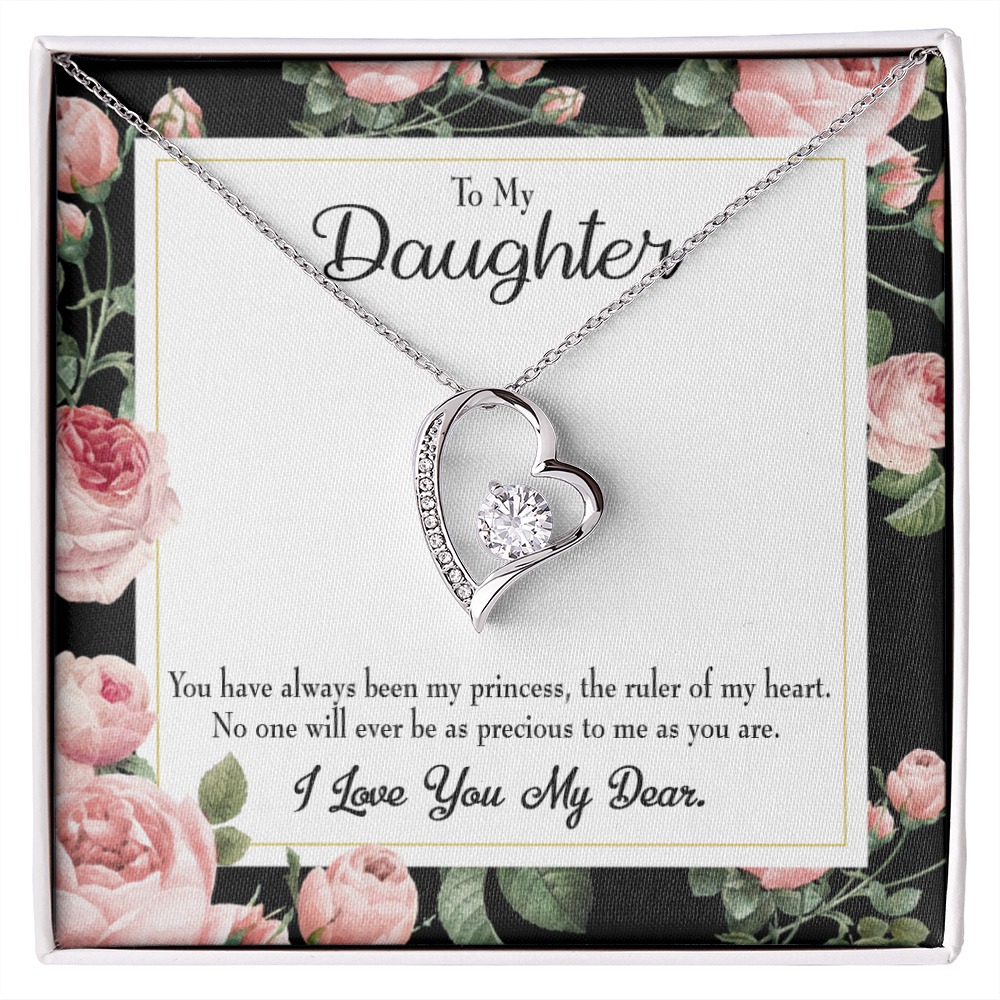 To My Daughter Ruler of My Heart Forever Necklace w Message Card-Express Your Love Gifts