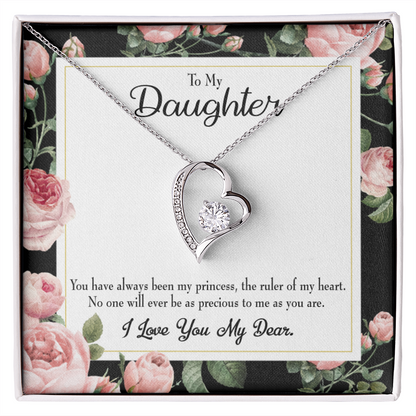 To My Daughter Ruler of My Heart Forever Necklace w Message Card-Express Your Love Gifts