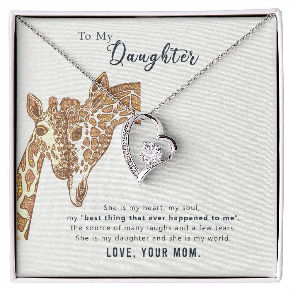 To My Daughter She is My Heart Forever Necklace w Message Card-Express Your Love Gifts