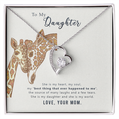 To My Daughter She is My Heart Forever Necklace w Message Card-Express Your Love Gifts