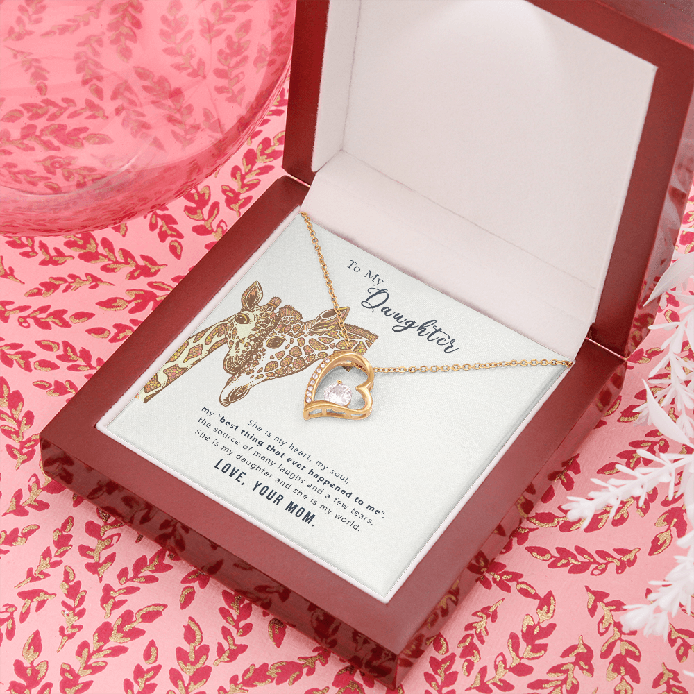 To My Daughter She is My Heart Forever Necklace w Message Card-Express Your Love Gifts