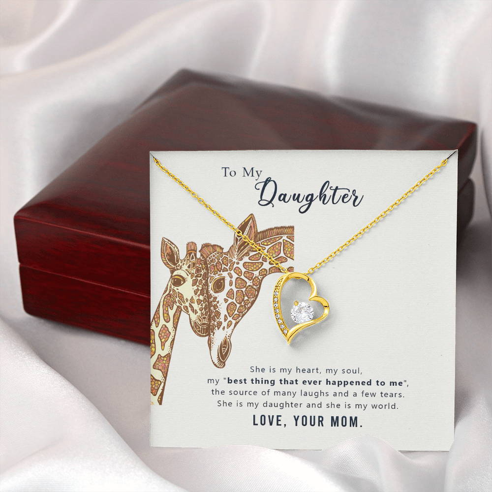 To My Daughter She is My Heart Forever Necklace w Message Card-Express Your Love Gifts