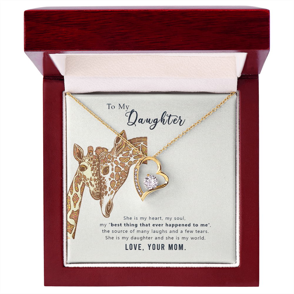 To My Daughter She is My Heart Forever Necklace w Message Card-Express Your Love Gifts